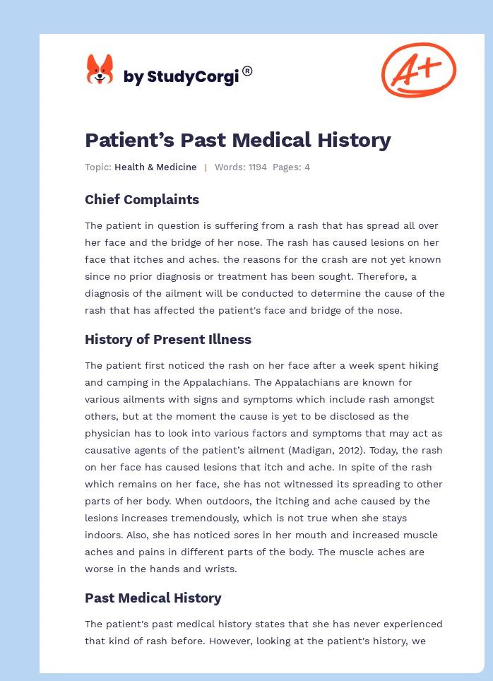Patient’s Past Medical History. Page 1