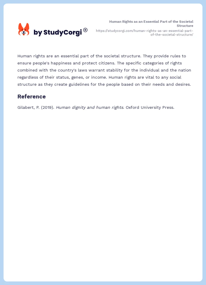 Human Rights as an Essential Part of the Societal Structure. Page 2
