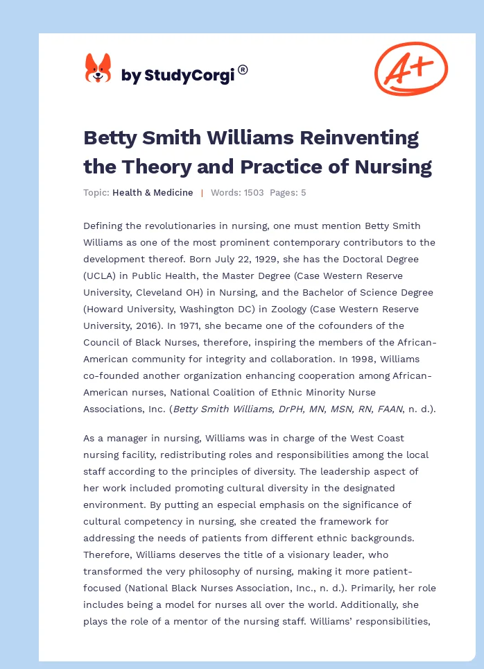 Betty Smith Williams Reinventing the Theory and Practice of Nursing. Page 1