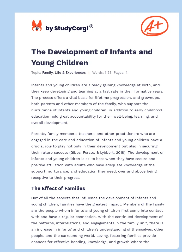 The Development of Infants and Young Children. Page 1