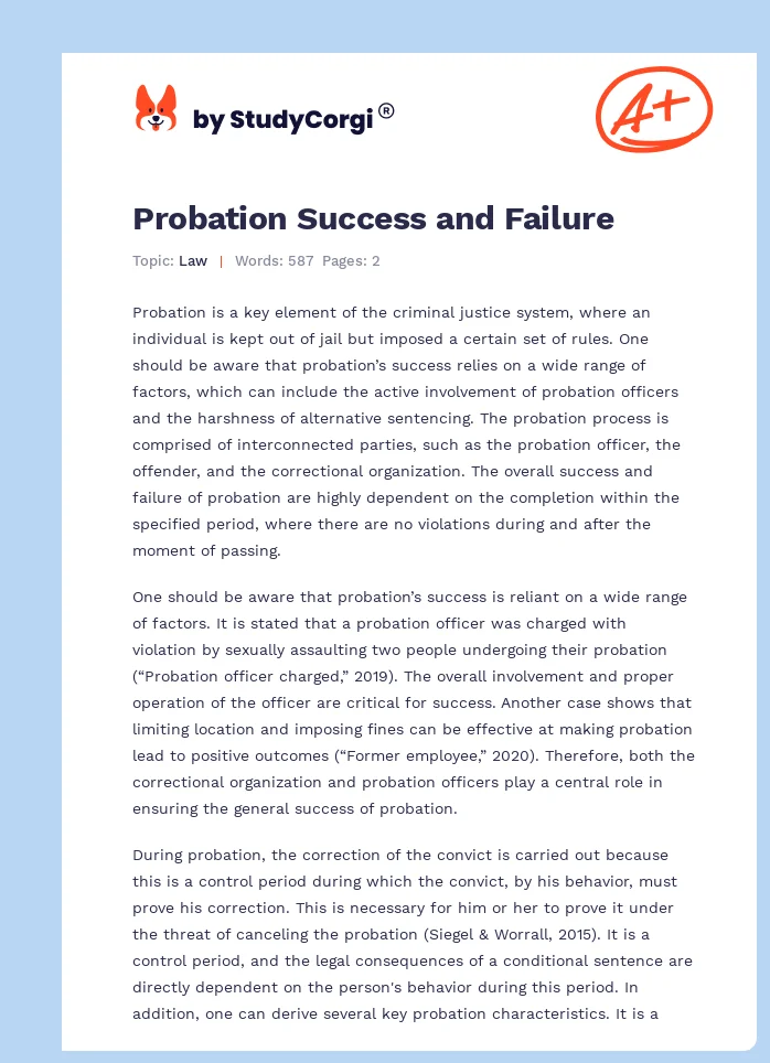 Probation Success and Failure. Page 1