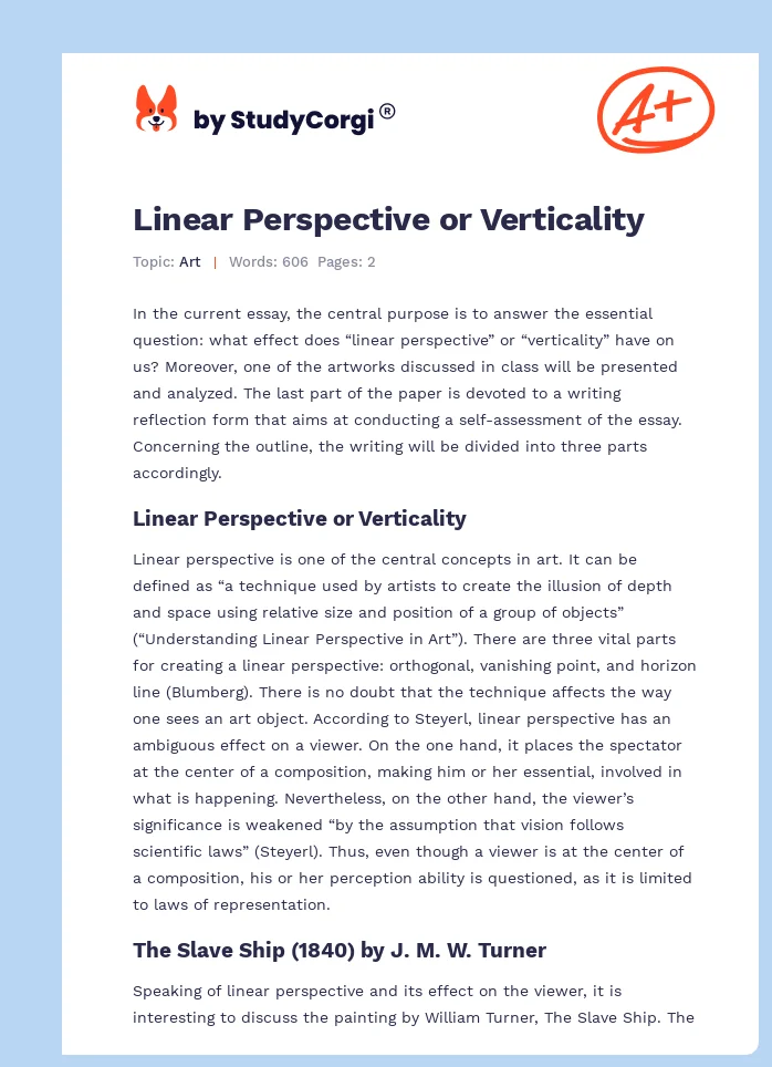 Linear Perspective or Verticality. Page 1