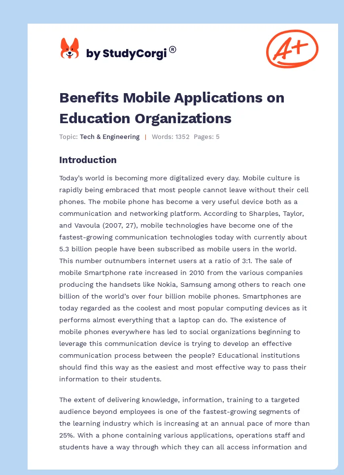 Benefits Mobile Applications on Education Organizations. Page 1