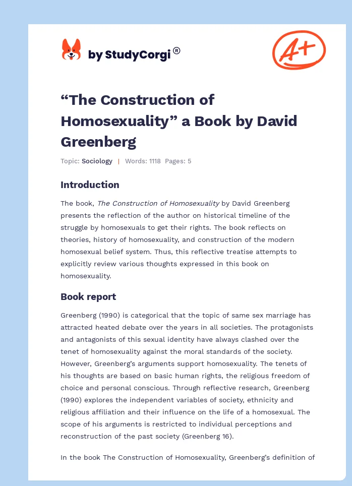 “The Construction of Homosexuality” a Book by David Greenberg. Page 1