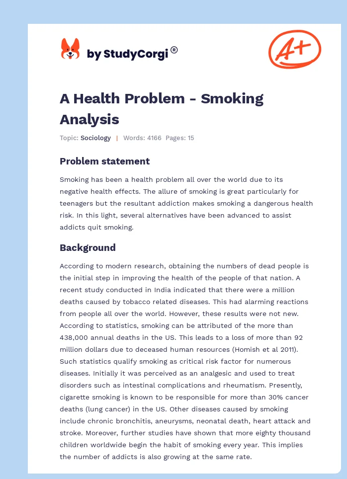 A Health Problem - Smoking Analysis. Page 1