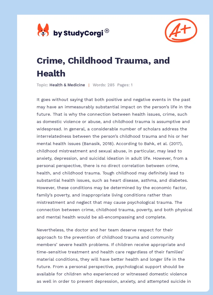 Crime, Childhood Trauma, and Health. Page 1
