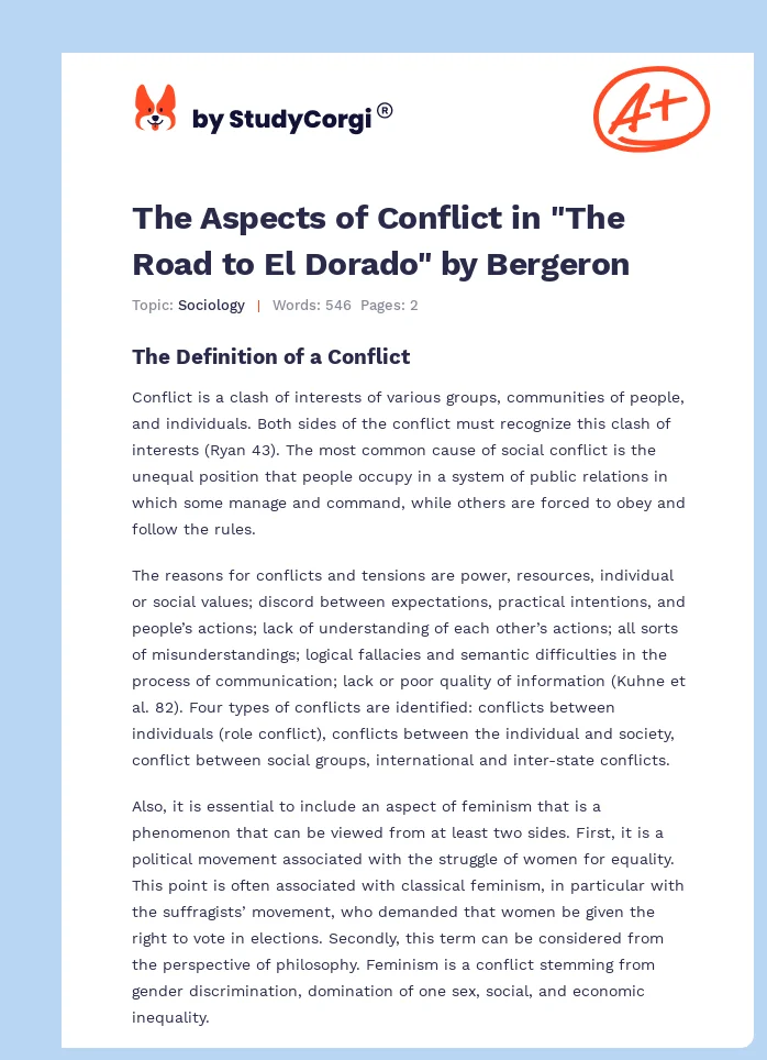 The Aspects of Conflict in "The Road to El Dorado" by Bergeron. Page 1