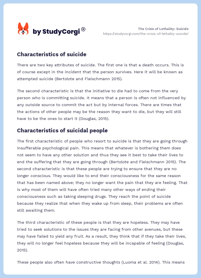 The Crisis of Lethality: Suicide. Page 2