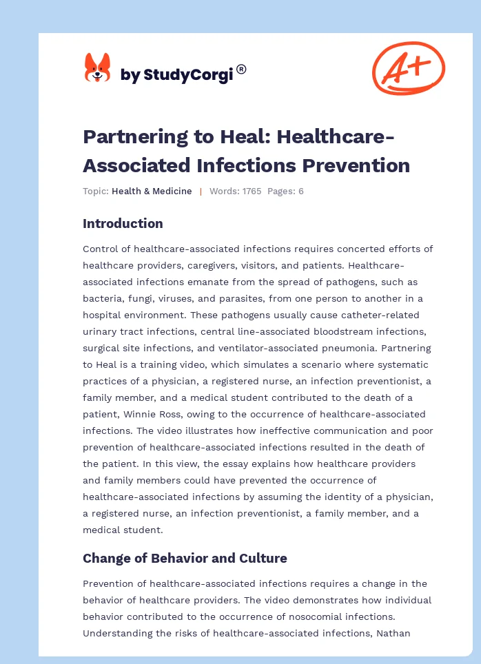 Partnering to Heal: Healthcare-Associated Infections Prevention. Page 1