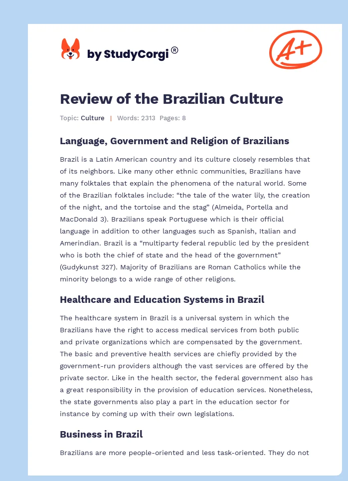 Review of the Brazilian Culture. Page 1