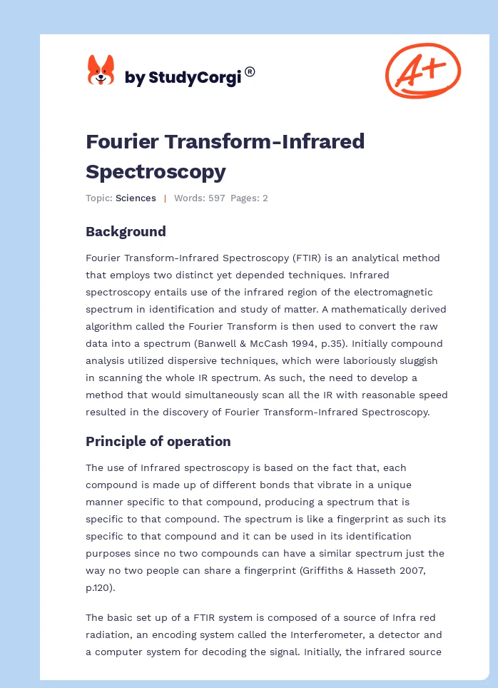 Fourier Transform-Infrared Spectroscopy. Page 1