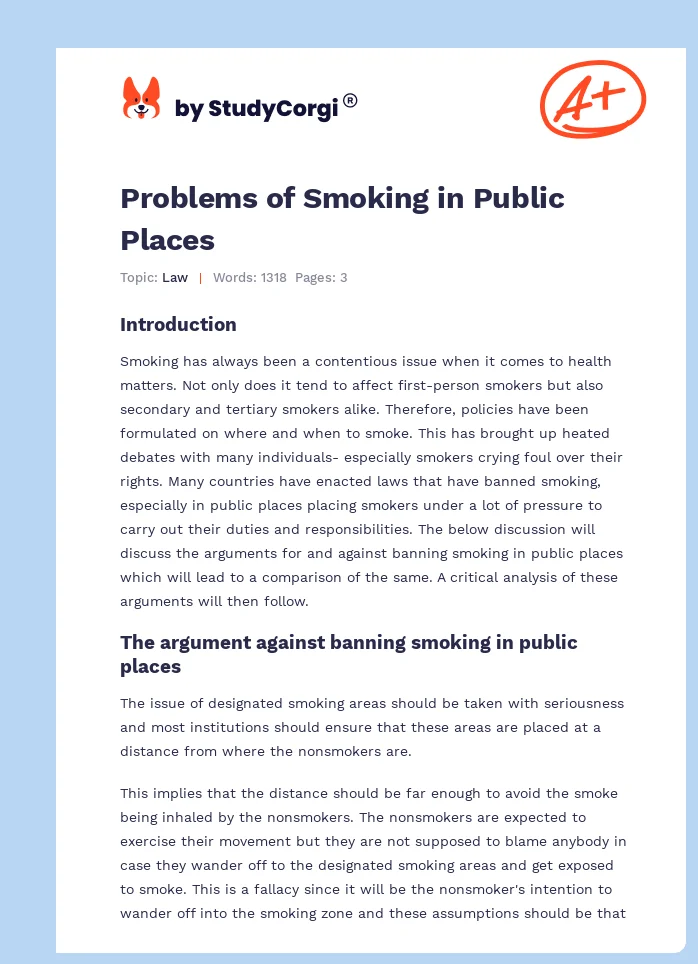 Problems of Smoking in Public Places. Page 1