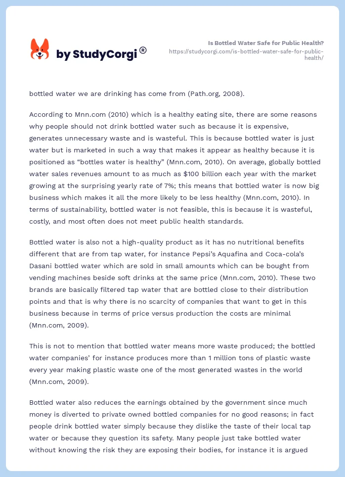 Is Bottled Water Safe for Public Health?. Page 2
