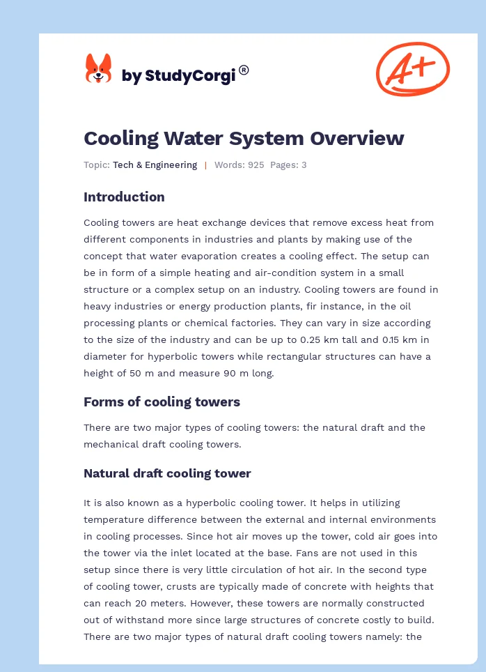 Cooling Water System Overview. Page 1