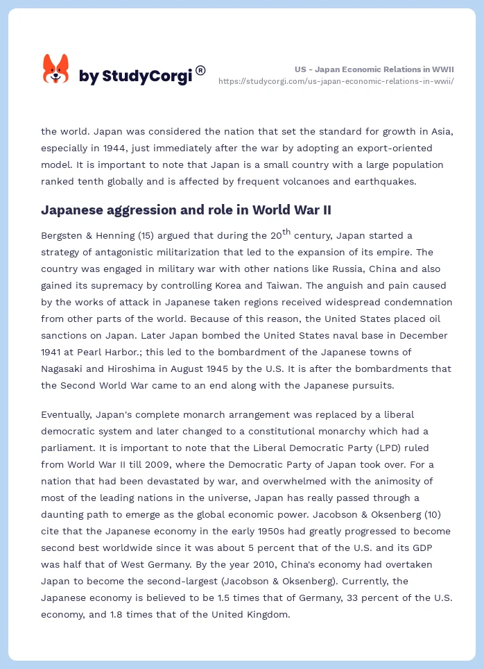 US - Japan Economic Relations in WWII. Page 2