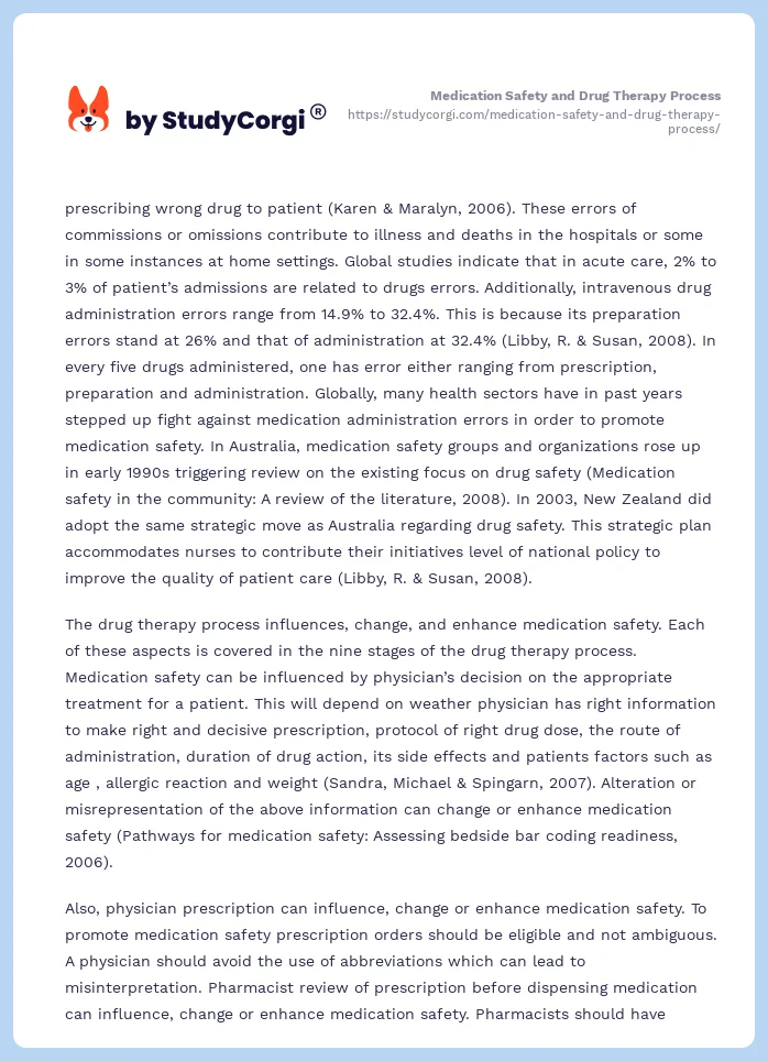 Medication Safety and Drug Therapy Process. Page 2