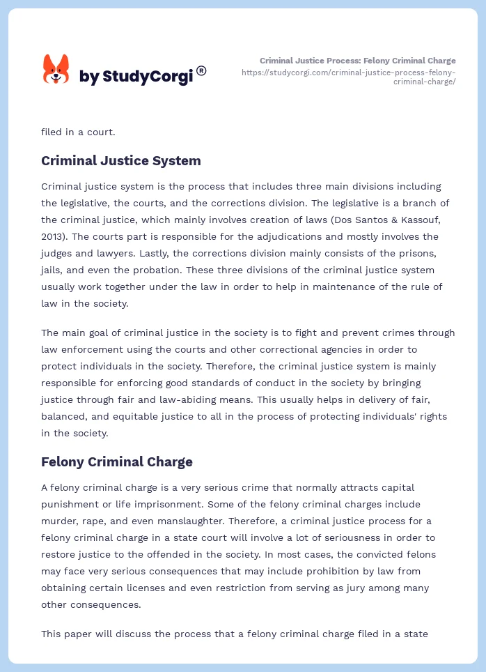 Criminal Justice Process: Felony Criminal Charge. Page 2