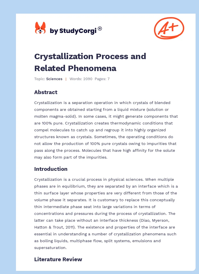 Crystallization Process and Related Phenomena. Page 1