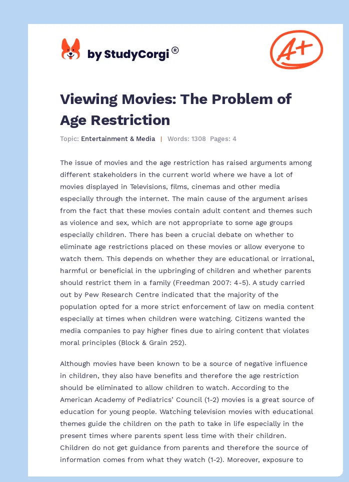 Viewing Movies: The Problem of Age Restriction. Page 1
