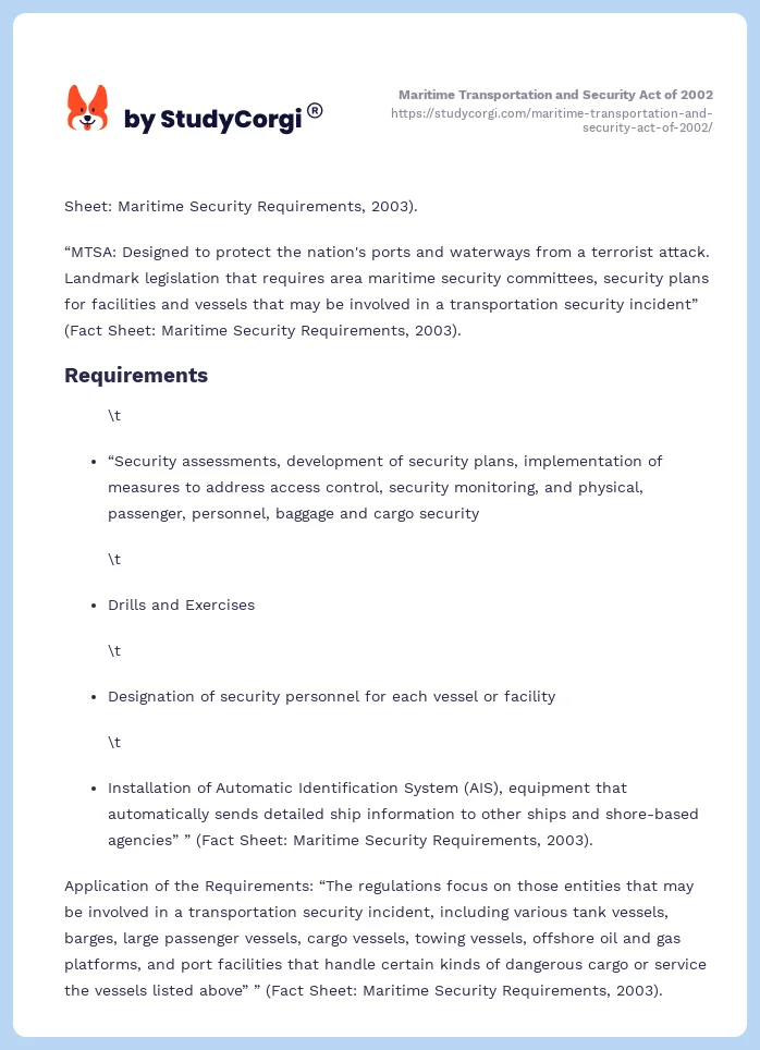 Maritime Transportation and Security Act of 2002. Page 2