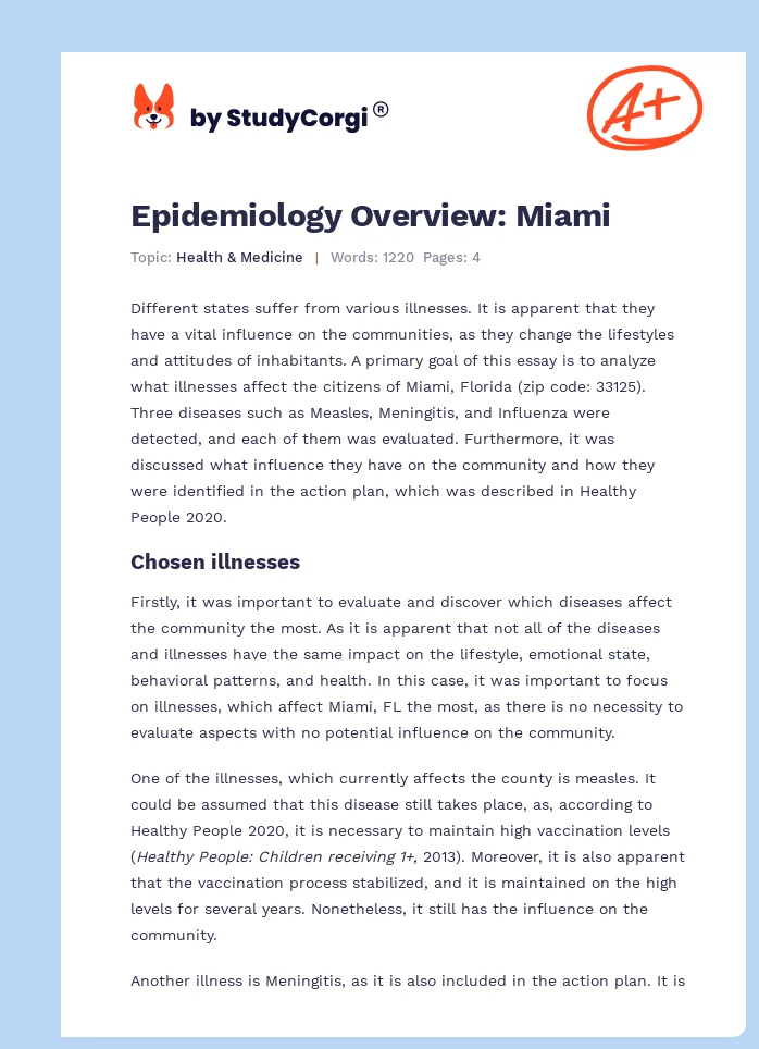 Epidemiology Overview: Miami. Page 1