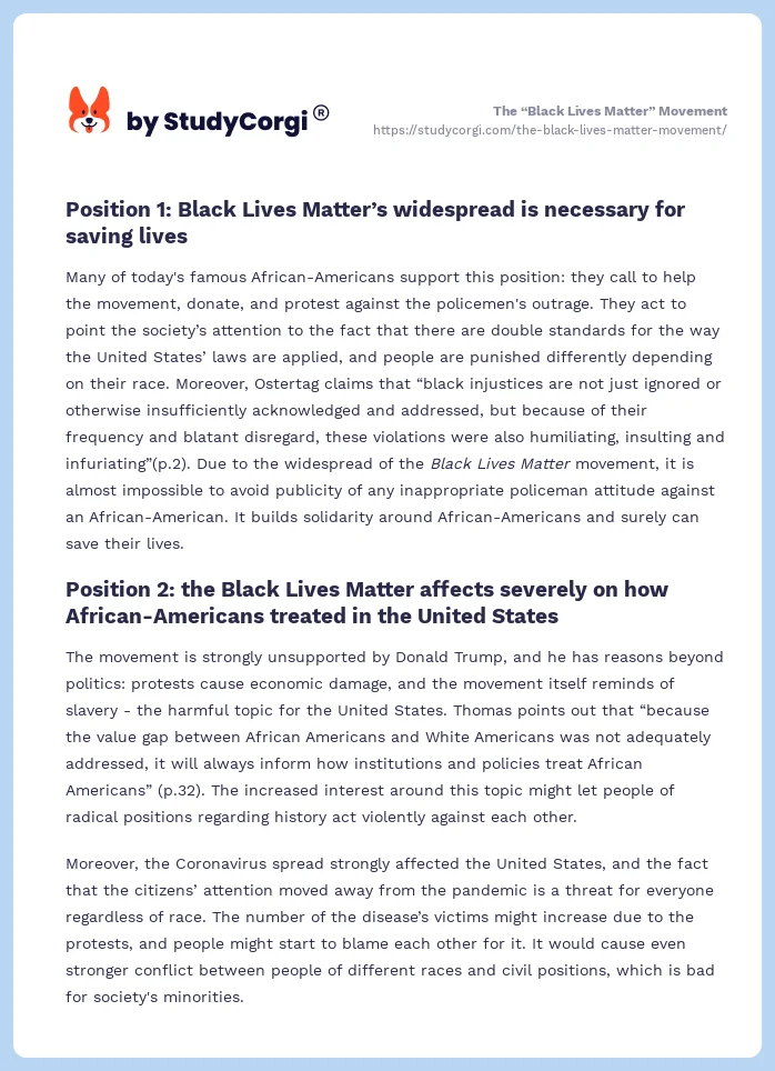 The “Black Lives Matter” Movement. Page 2
