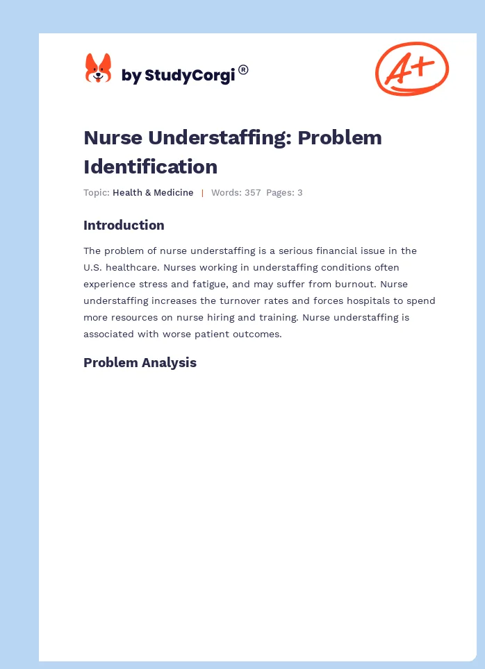 Nurse Understaffing: Problem Identification. Page 1
