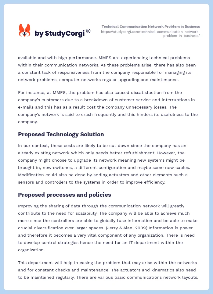 Technical Communication Network Problem in Business. Page 2