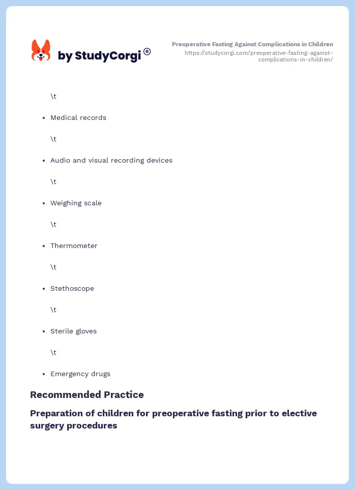 Preoperative Fasting Against Complications in Children. Page 2
