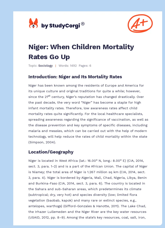 Niger: When Children Mortality Rates Go Up. Page 1