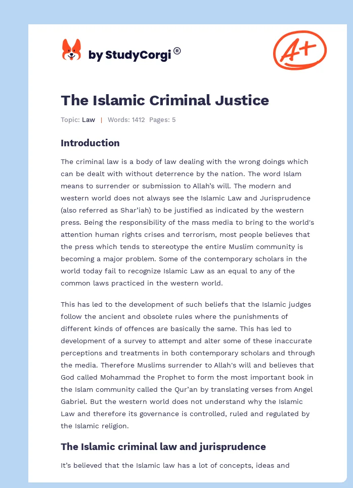 The Islamic Criminal Justice. Page 1
