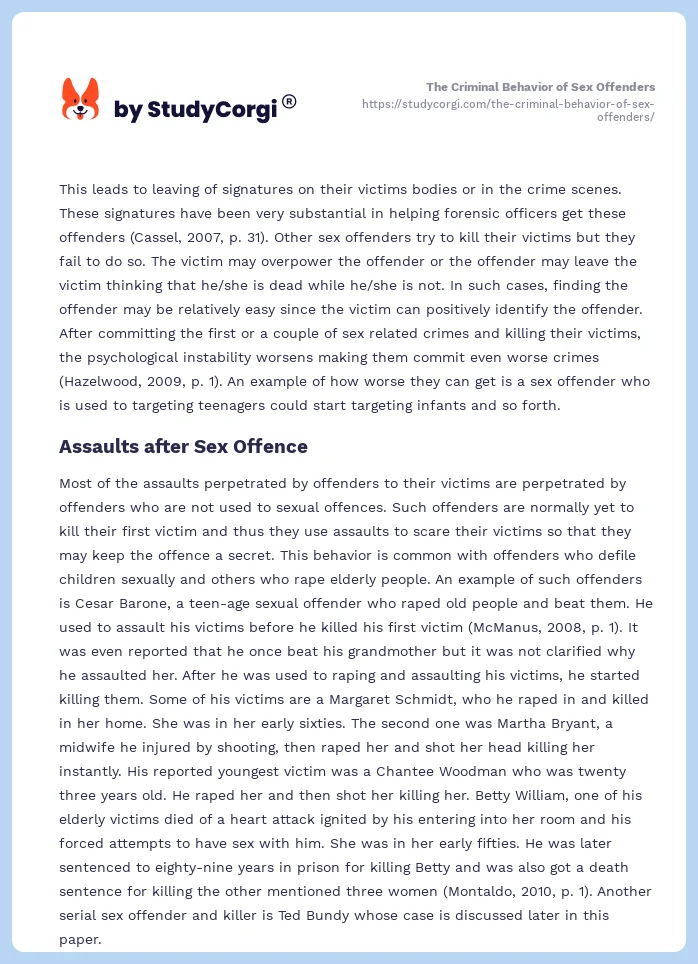 The Criminal Behavior of Sex Offenders. Page 2