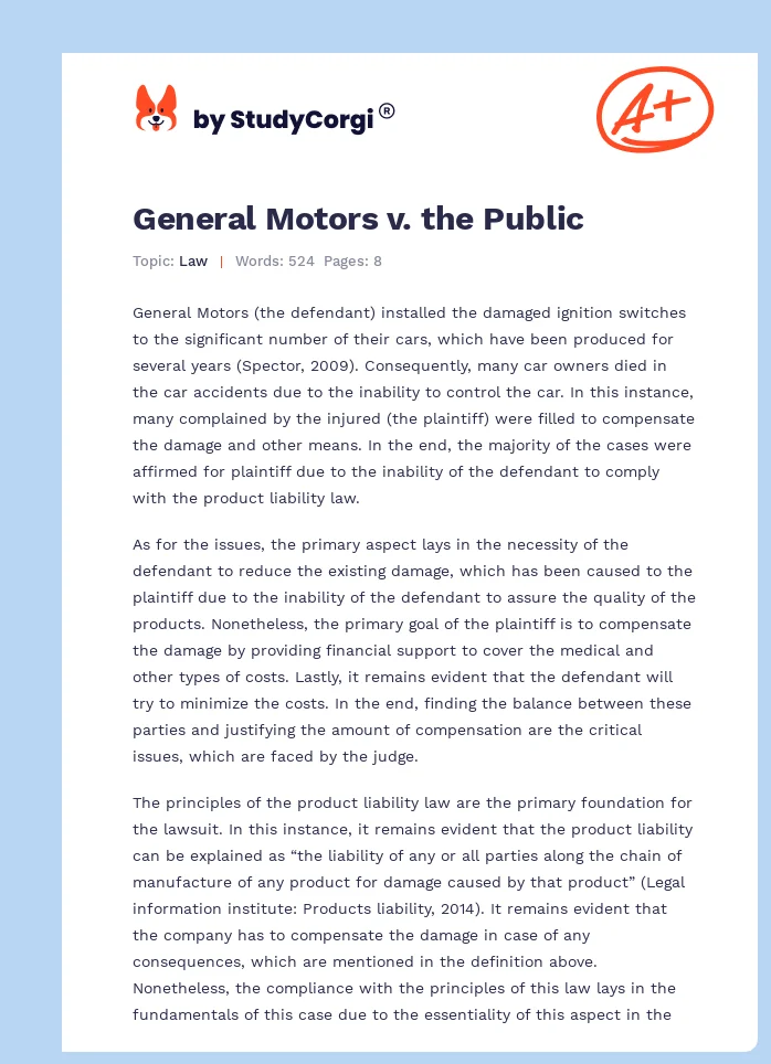 General Motors v. the Public. Page 1