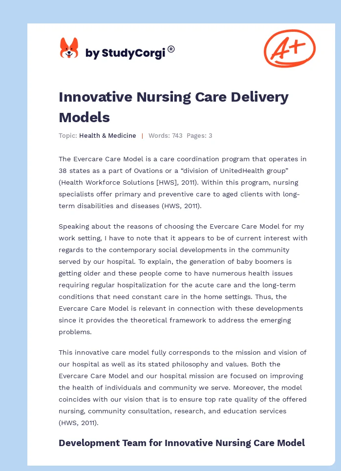 Innovative Nursing Care Delivery Models. Page 1