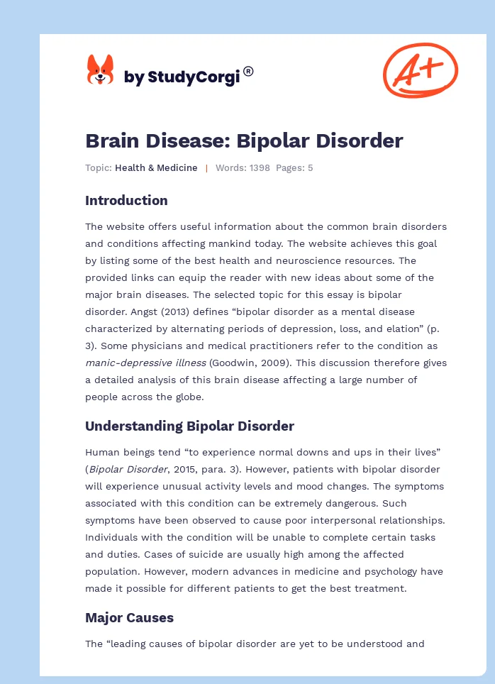 Brain Disease: Bipolar Disorder. Page 1