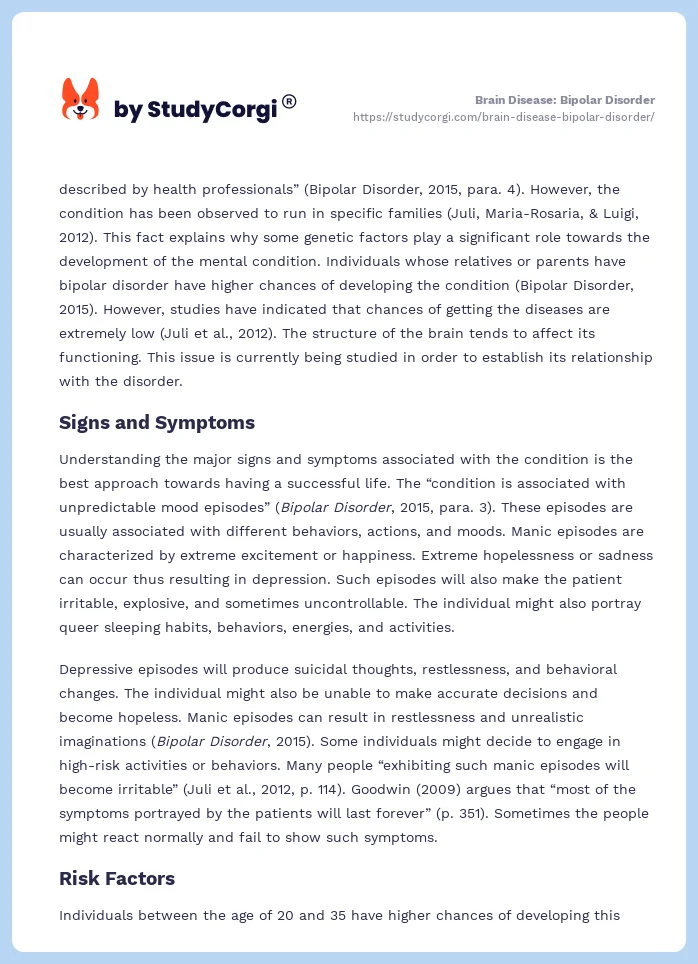 Brain Disease: Bipolar Disorder. Page 2