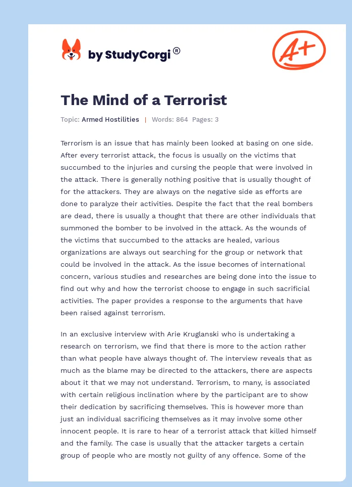 The Mind of a Terrorist. Page 1