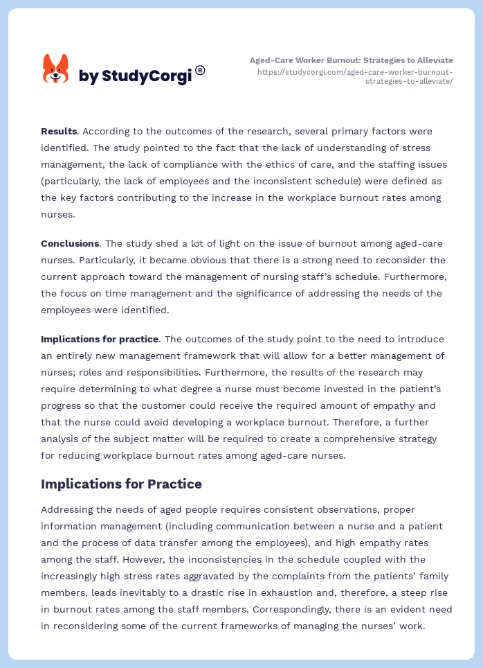 Aged-Care Worker Burnout: Strategies to Alleviate. Page 2