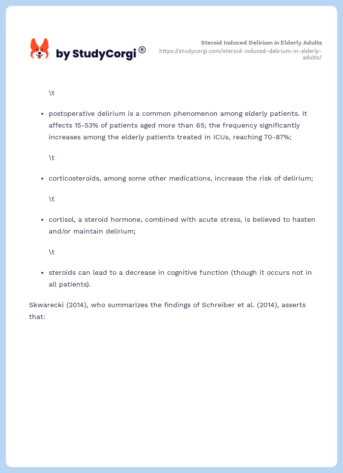 Steroid Induced Delirium in Elderly Adults. Page 2