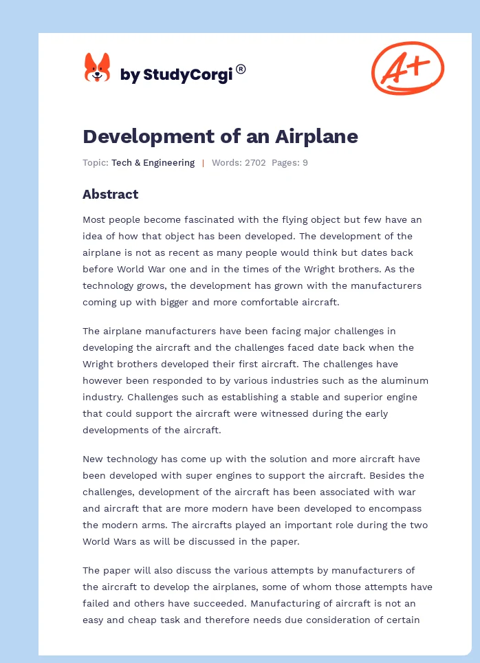 Development of an Airplane. Page 1