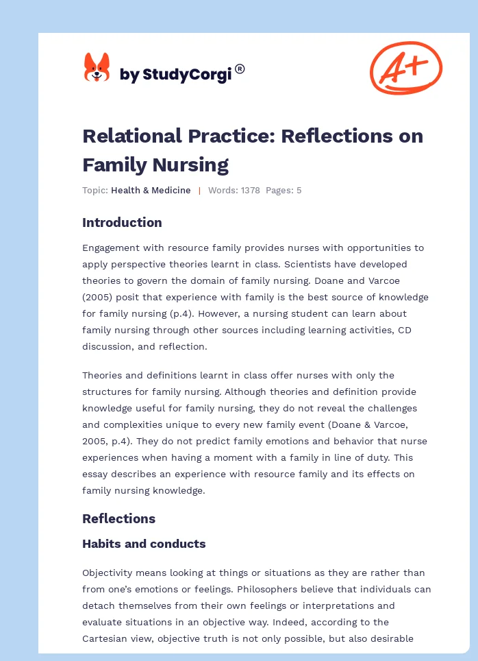 Relational Practice: Reflections on Family Nursing. Page 1