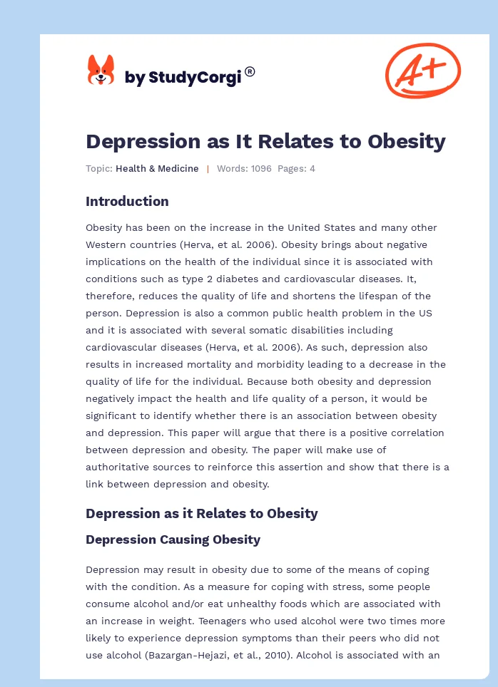 Depression as It Relates to Obesity. Page 1