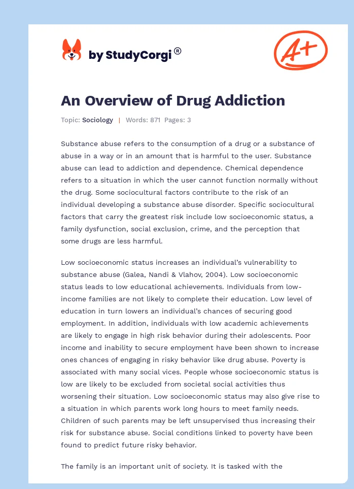 Chemical Dependency: Crisis of Addiction. Page 1