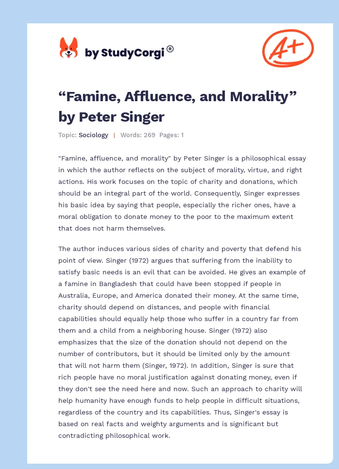 “Famine, Affluence, and Morality” by Peter Singer. Page 1
