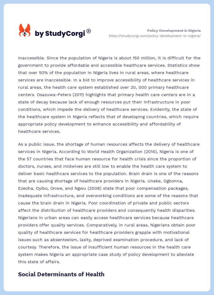 Policy Development in Nigeria. Page 2