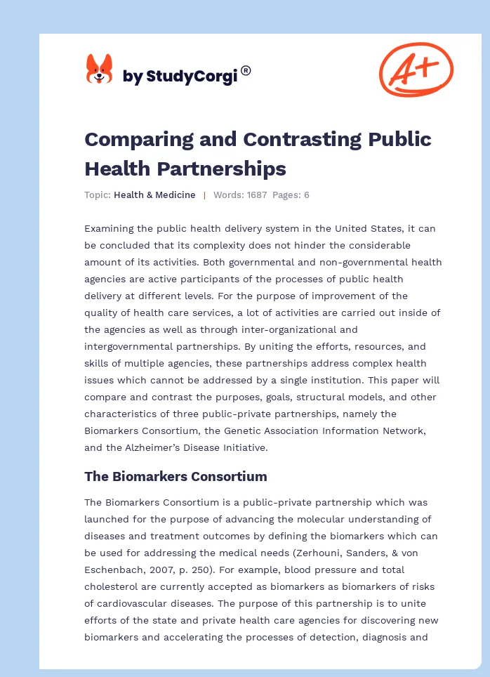 Comparing and Contrasting Public Health Partnerships. Page 1