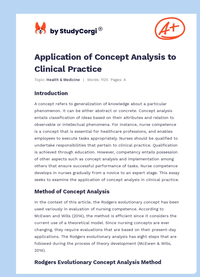 Application of Concept Analysis to Clinical Practice. Page 1