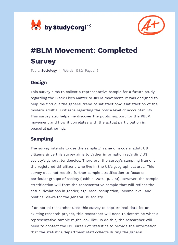 #BLM Movement: Completed Survey. Page 1
