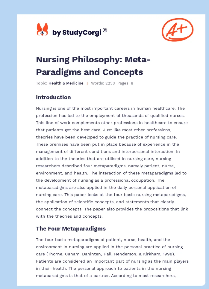 Nursing Philosophy: Meta-Paradigms and Concepts. Page 1
