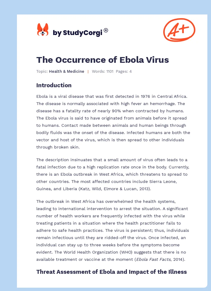 The Occurrence of Ebola Virus. Page 1